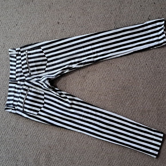 Switchblade Stiletto Peggy Pant Black/White Stripe Size 5 - Picture 2 of 3